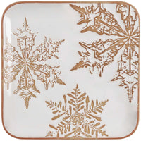 (63531) Primitives By Kathy Snowflake Tray, 8.50 Inch, Debossed Snowflakes Creamy Off-White 116619