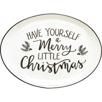 (63541) Primitives By Kathy Merry Little Christmas Platter, 8.50 Inch, Holly Debossed Evergreen 111553