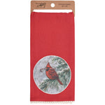 28.00 Inch Winter Cardinal Kitchen Towel Candy Cane Embroidered Scene 118475 (63554)