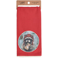 (63556) Primitives By Kathy Winter Raccoon Kitchen Towel, 28.00 Inch, Rustic Themed Gift 118479