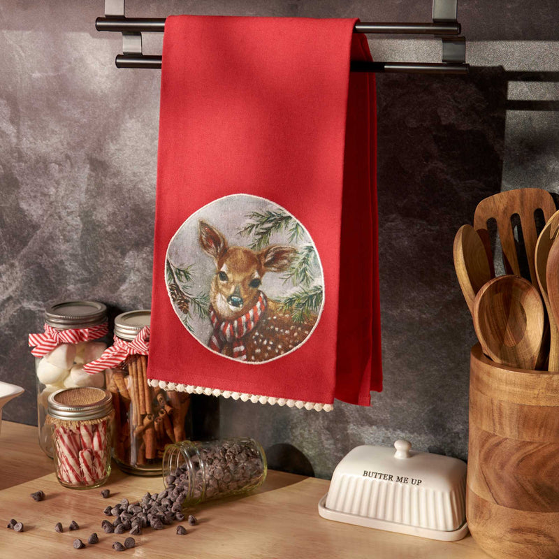 Primitives By Kathy Winter Deer Kitchen Towel - - SBKGifts.com