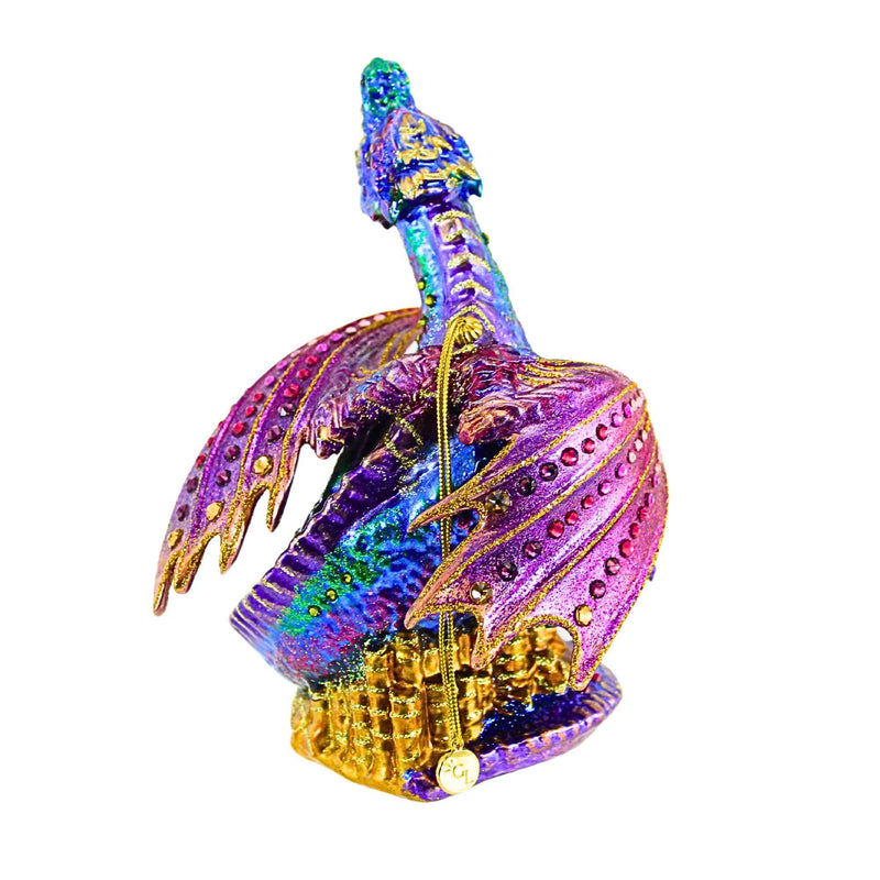 Glitter Lab Violet Dragon On Treasure Ornament - - SBKGifts.com