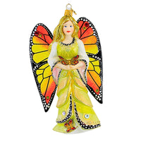 (63577) Glitter Lab Angel Betty In Lemon Leaves W/Butterfly, 7.00 Inch, Hand Painted Embellished 4900Zm