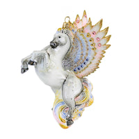 (63578) Glitter Lab White Pegasus Ornament, 7.25 Inch, Hand Painted Embellished 5100W