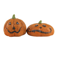 (63725) Transpac Stitched Pumpkins Set/2, 2.50 Inch, Mini Halloween J7299set2b