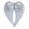 (63728) Kurt S. Adler Angel Wings, 6.00 Inch, Glittered Silver Gems Faith T3563 Glitter Silver