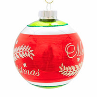 Christopher Radko Company Merry Christmas Flocked Ball - - SBKGifts.com