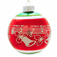 (63732) Christopher Radko Company Jingle Bell Music Flocked Ball, 4.25 Inch, Shiny Brite Vintage Inspired 4Insbw