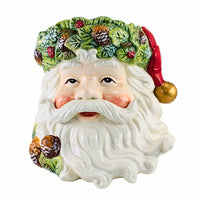 (63741) Tabletop Evergreen Holiday Santa Container, 7.50 Inch, Christmas Center Piece 10550Jr