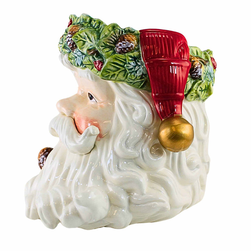 Tabletop Evergreen Holiday Santa Container - - SBKGifts.com