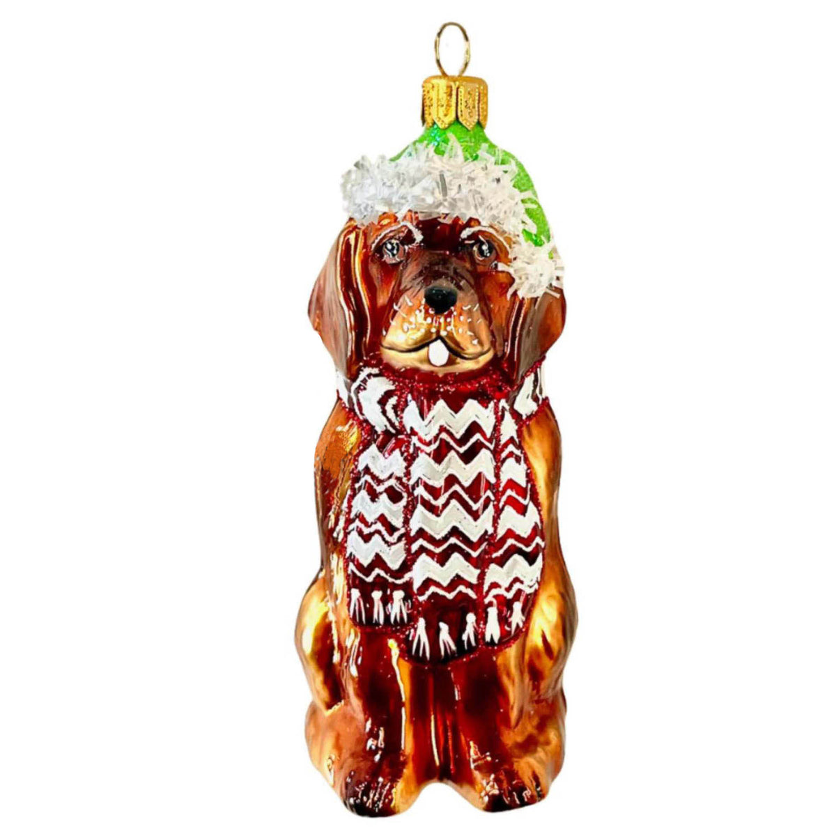 (63916) Pre-Order The Ornament King Winter Pooch Rd/Wh Scarf, 5.50 Inch, Dog Winter Scarf Hat Ornament 48021 Rd/Wh