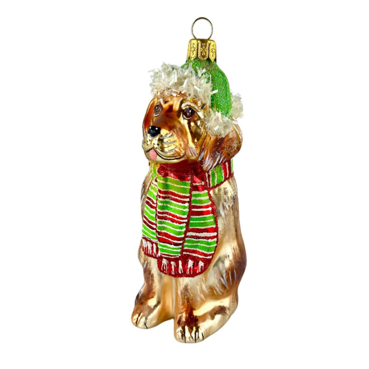 (63917) Pre-Order The Ornament King Winter Pooch Rd/Gr Scarf, 5.50 Inch, Dog Winter Scarf Hat Ornament 48021 Rd/Gr