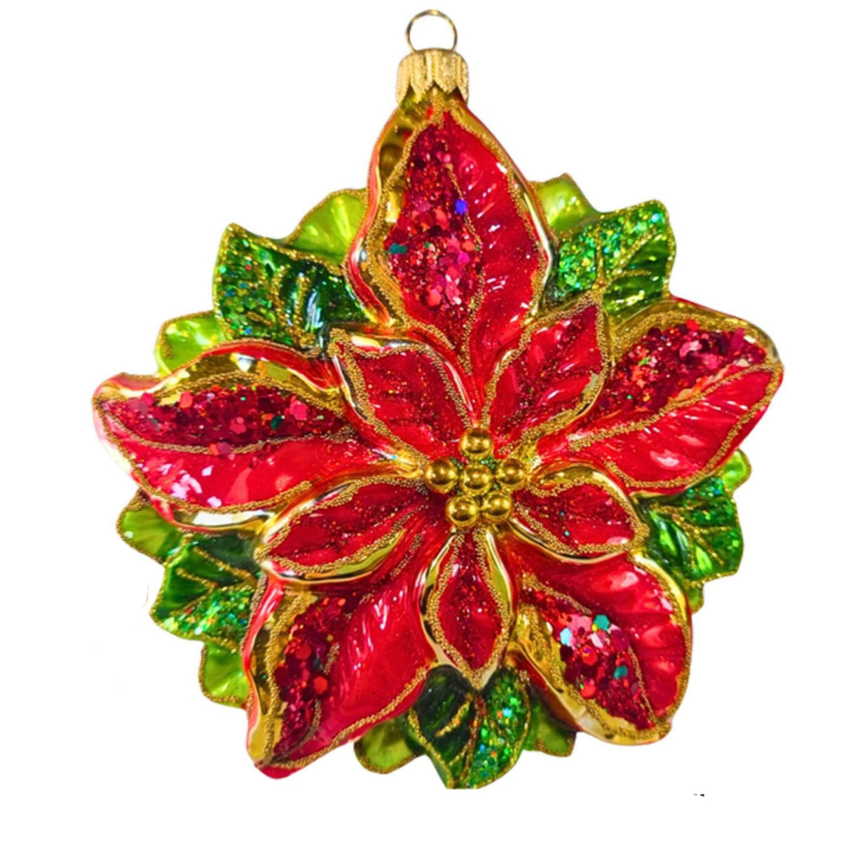 (63950) Pre-Order The Ornament King Bright Blossom Red, 5.50 Inch, Poinsetta Flower Ornament 41007 Red