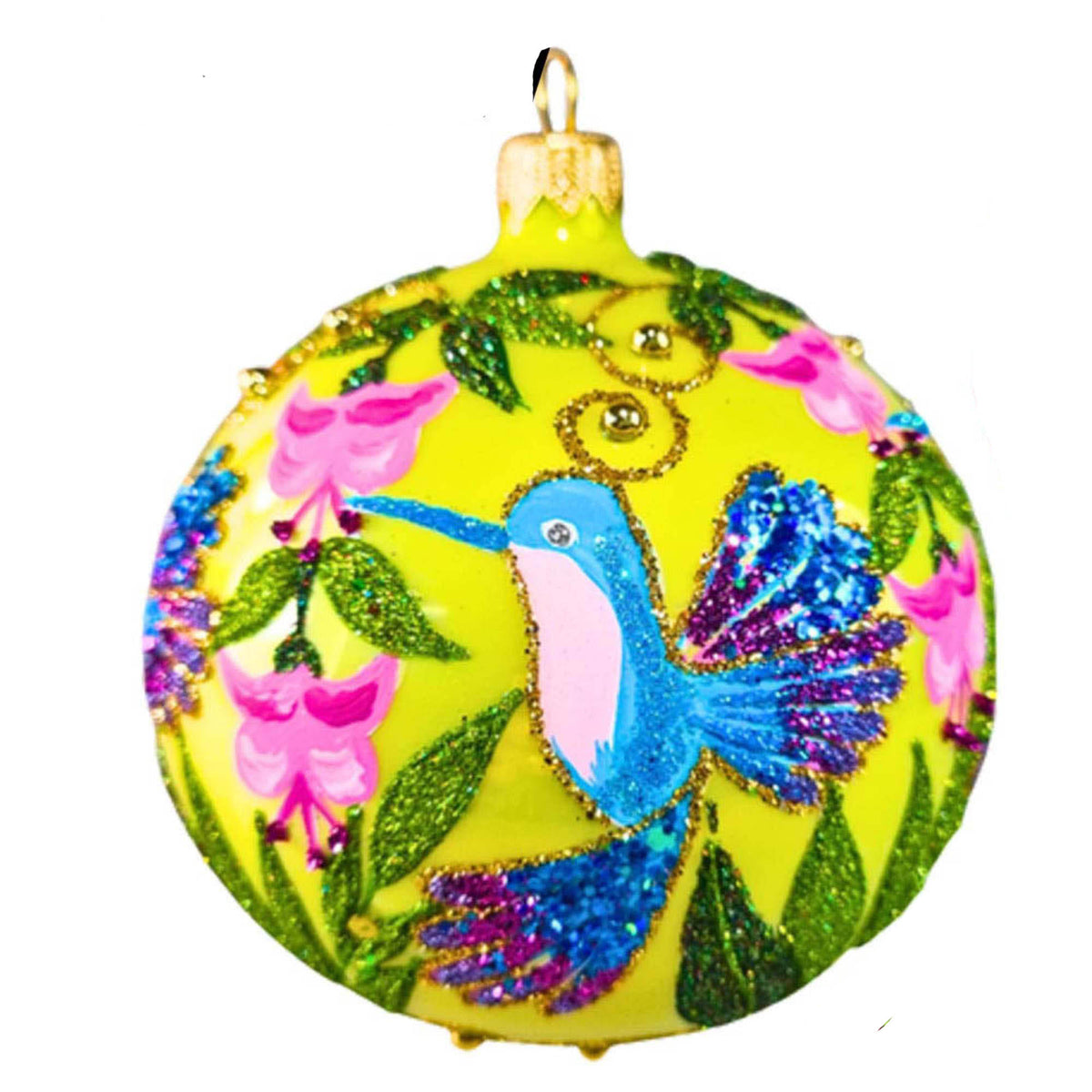 (63957) Pre-Order The Ornament King Frosty Feathers Yellow, 4.00 Inch, Spring Ball Ornament 42019 Yellow