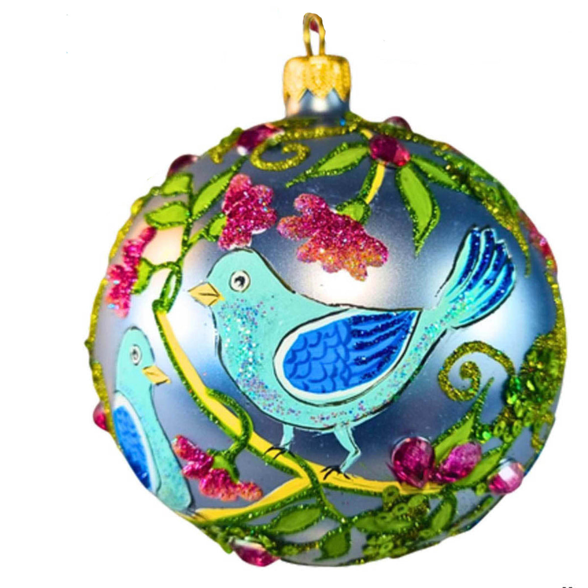 (63958) Pre-Order The Ornament King Frosty Feathers Blue, 4.00 Inch, Spring Ball Ornament 42019 Blue