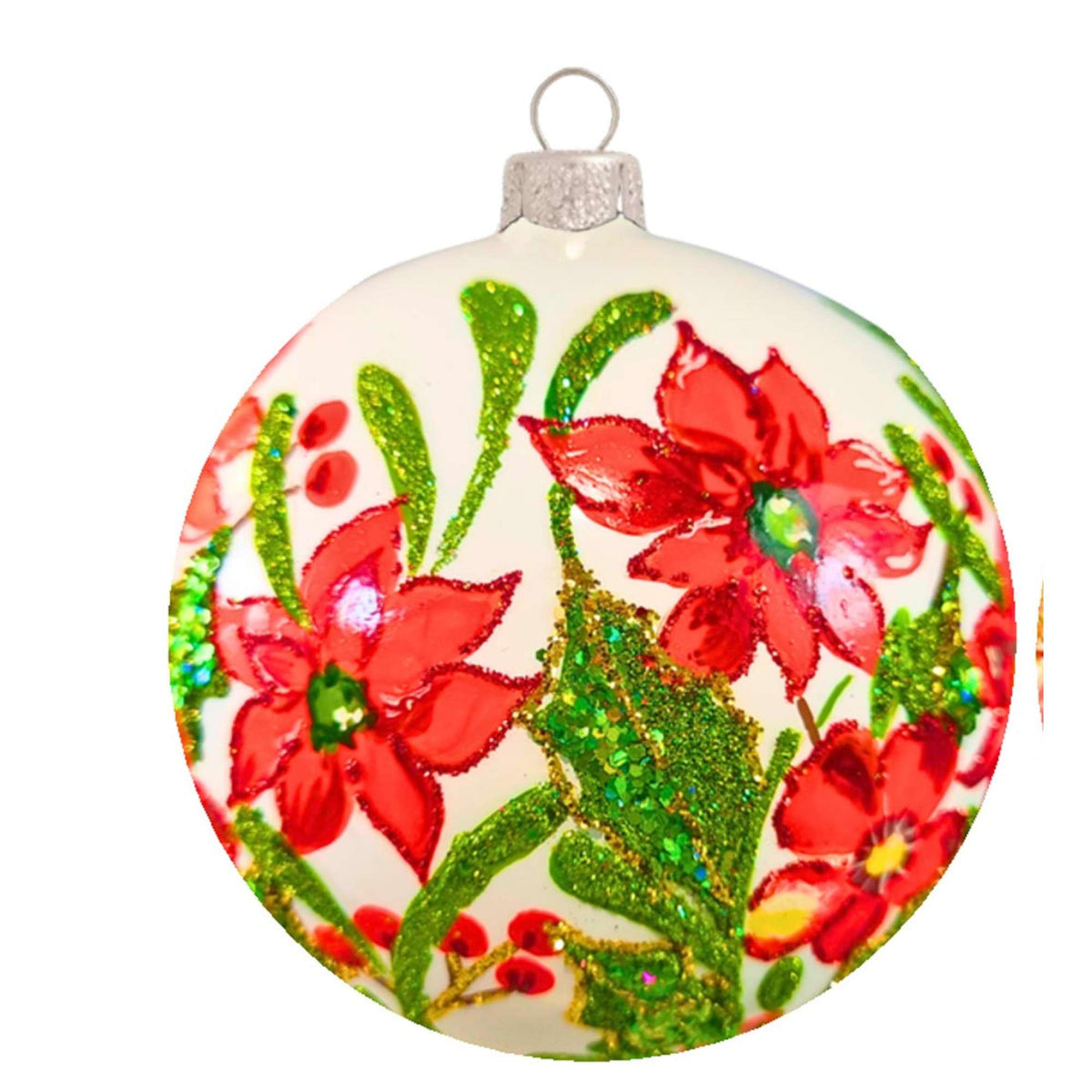 (63960) Pre-Order The Ornament King Ruby Starshine Lrg Flower, 4.00 Inch, Christmas Flower Ball Ornament 42020 Lrg Flower