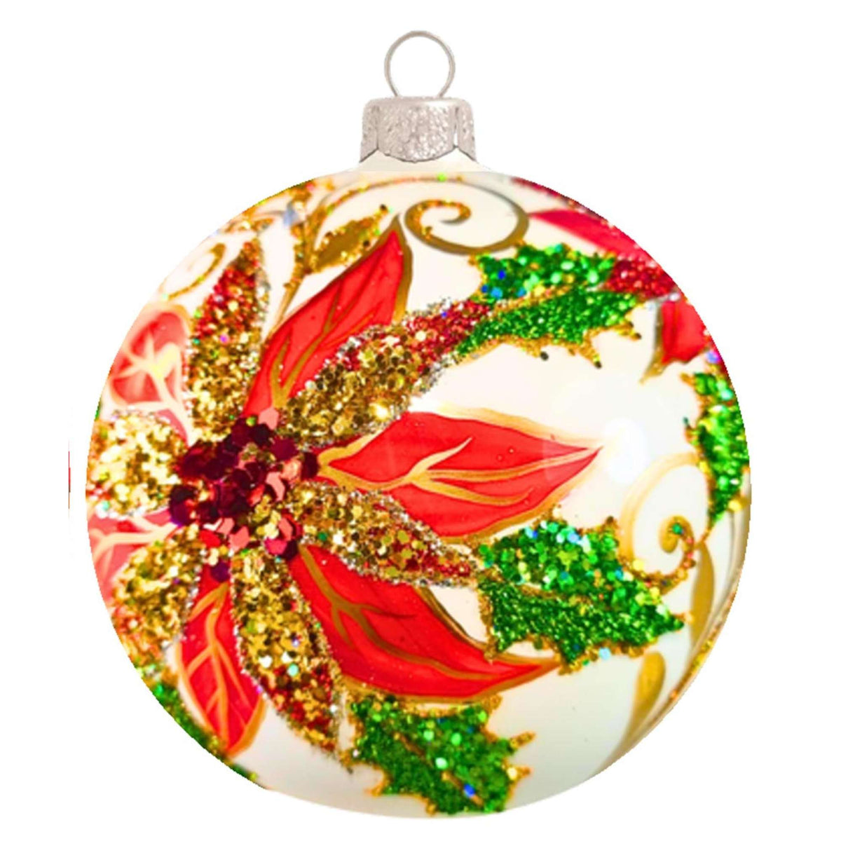 (63961) Pre-Order The Ornament King Ruby Starshine Sm Flowers, 4.00 Inch, Christmas Flower Ball Ornament 42020 Sm Flowers