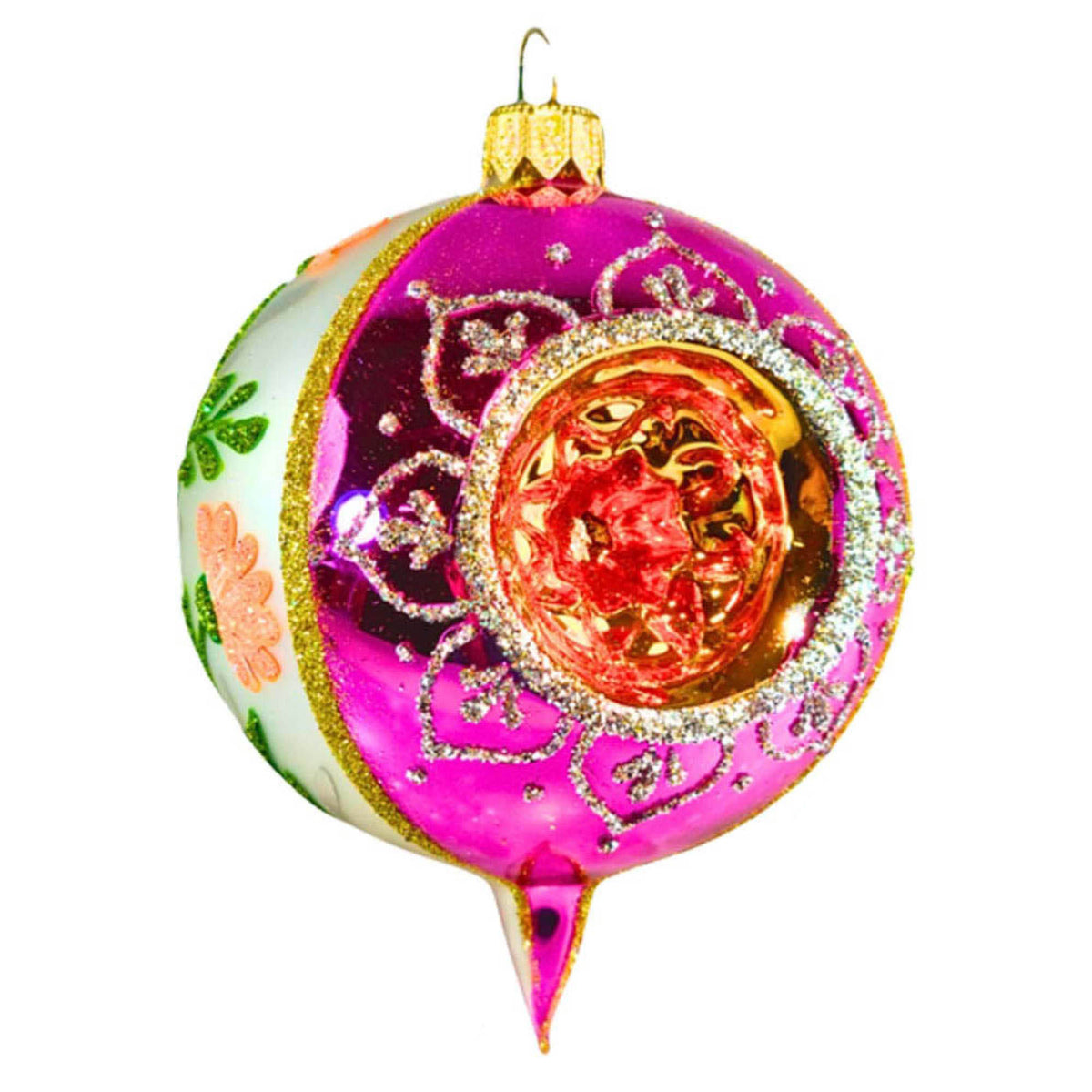 (63966) Pre-Order The Ornament King Candy Sparkler A Pink, 3.50 Inch, Ball Drop Reflector Ornament 42027A Pink