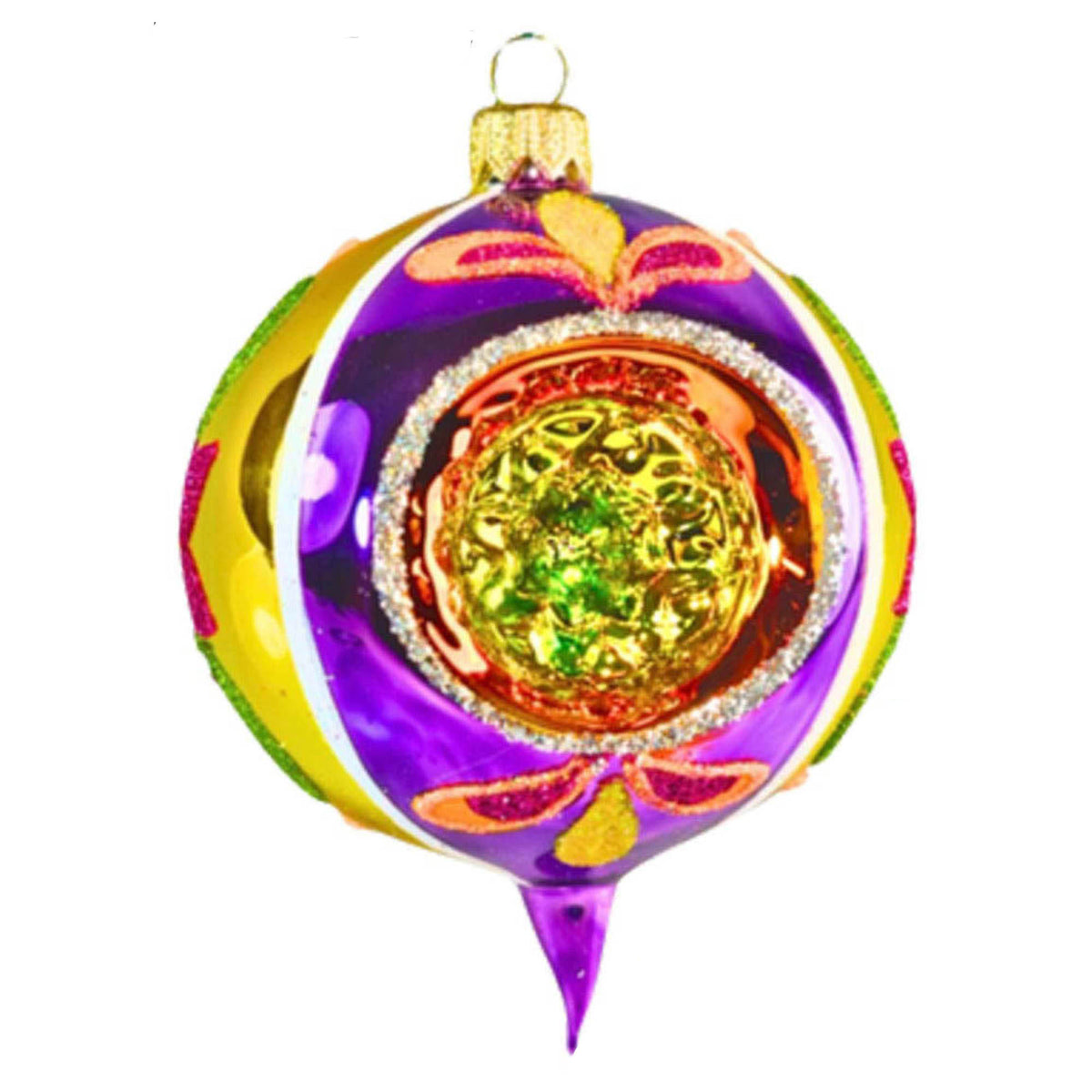 (63969) Pre-Order The Ornament King Candy Sparkler B Purple, 3.50 Inch, Ball Drop Reflector Ornament 42027B Purple