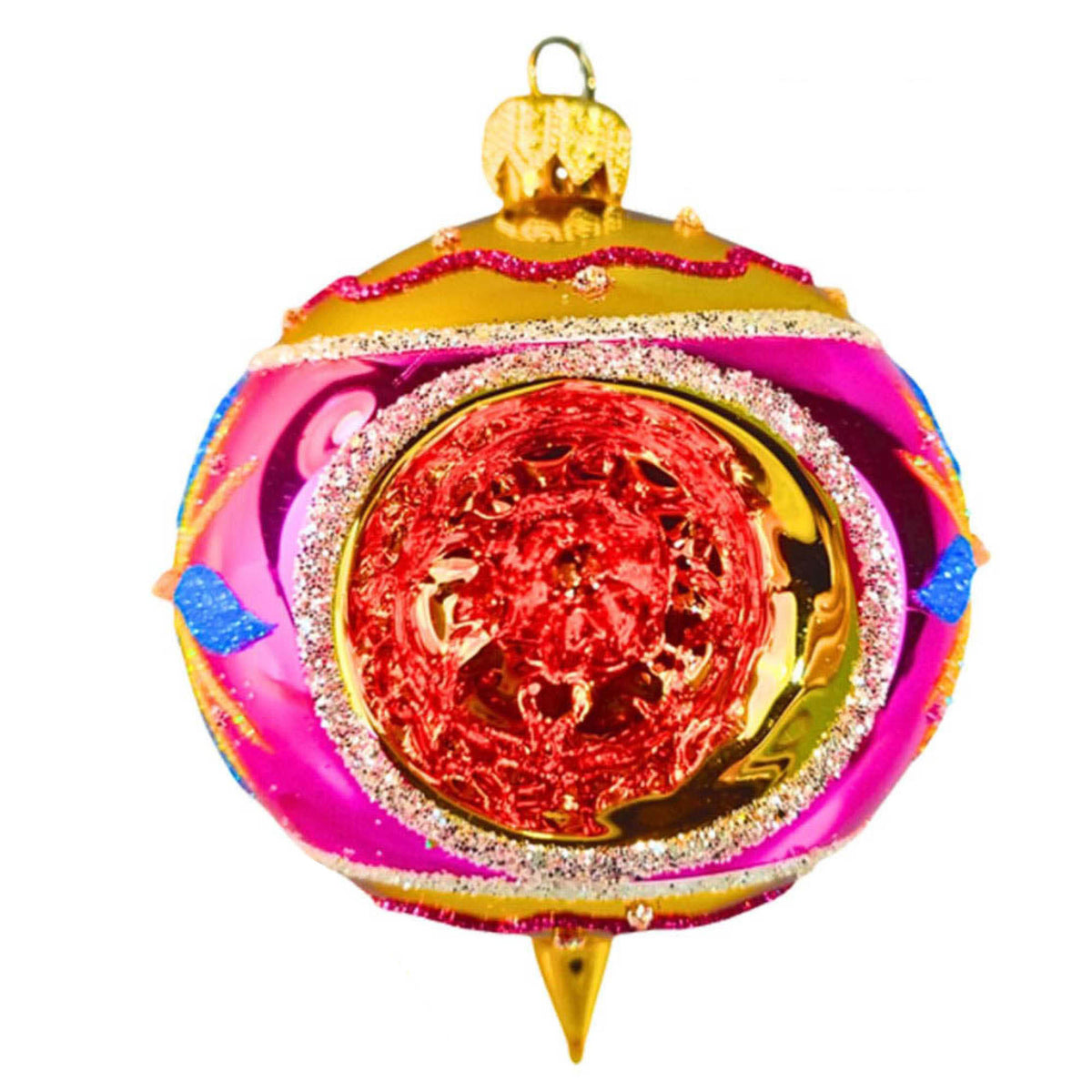 (63970) Pre-Order The Ornament King Candy Sparkler B Pink, 3.50 Inch, Ball Drop Reflector Ornament 42027B Pink