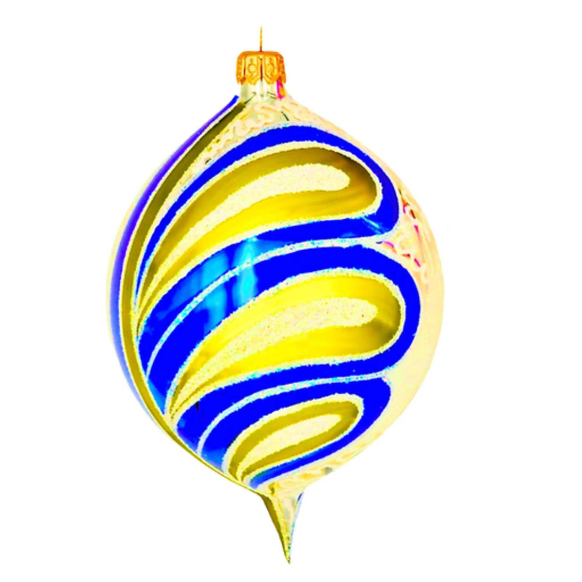 (63981) Pre-Order The Ornament King Arabesque Blue, 5.00 Inch, Vintage Retro Drop Lemon Ornament 45006 Blue