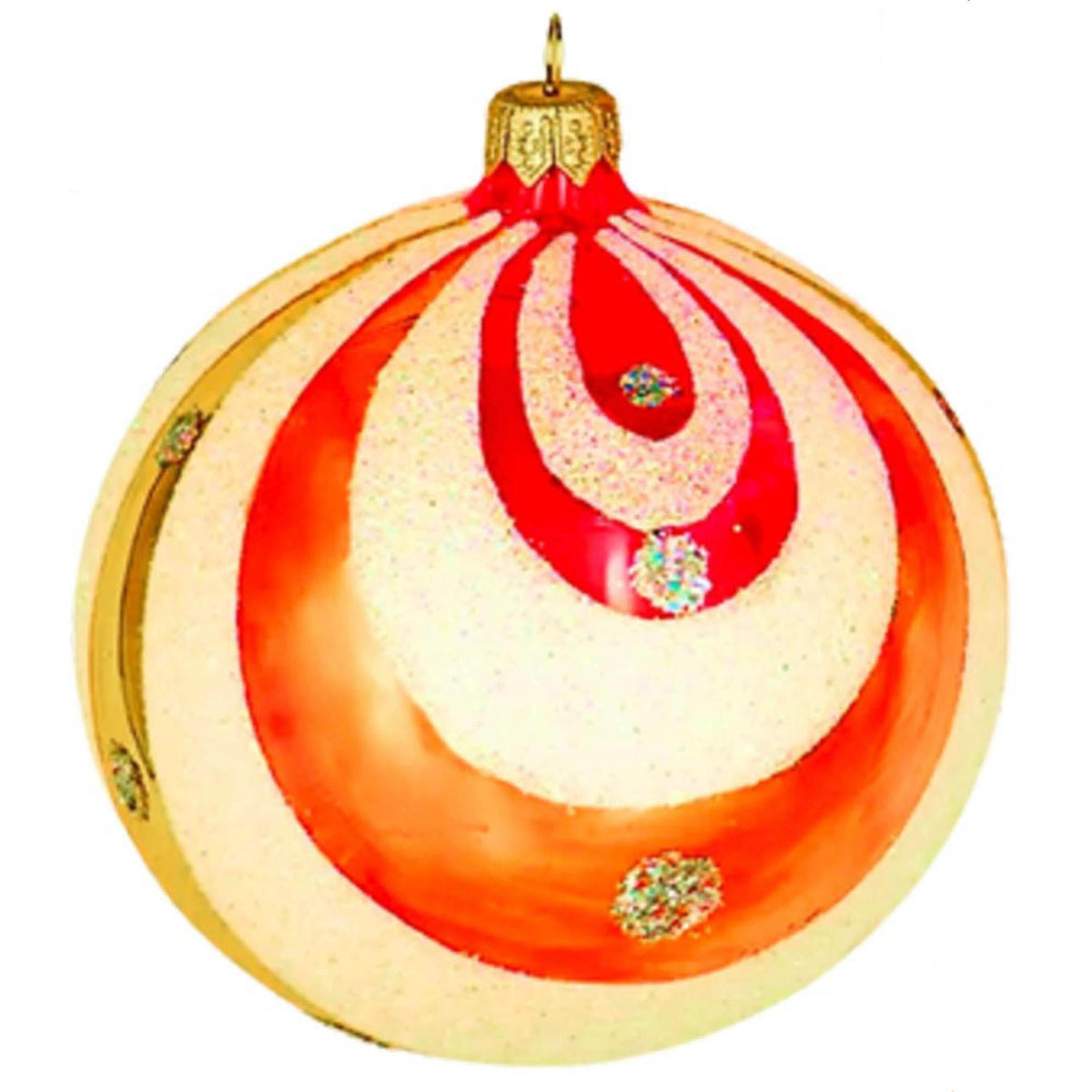 (63984) Pre-Order The Ornament King Swirly Brite Red, 4.00 Inch, Retro Ball Ornament 45002 Red