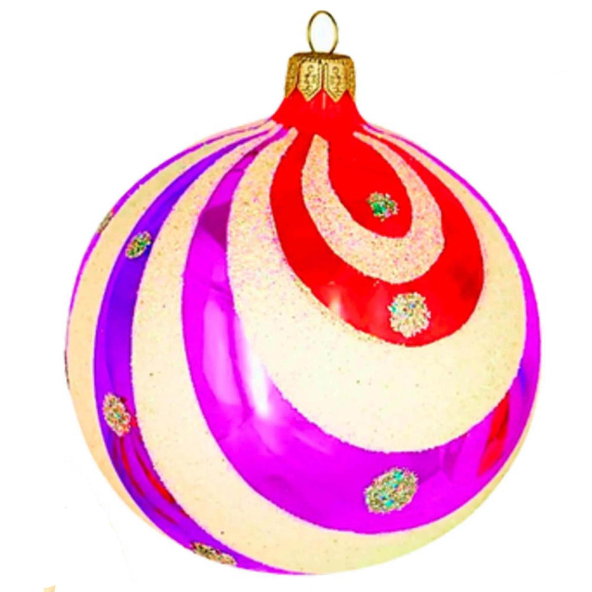 (63985) Pre-Order The Ornament King Swirly Brite Purple, 4.00 Inch, Retro Ball Ornament 45002 Purple