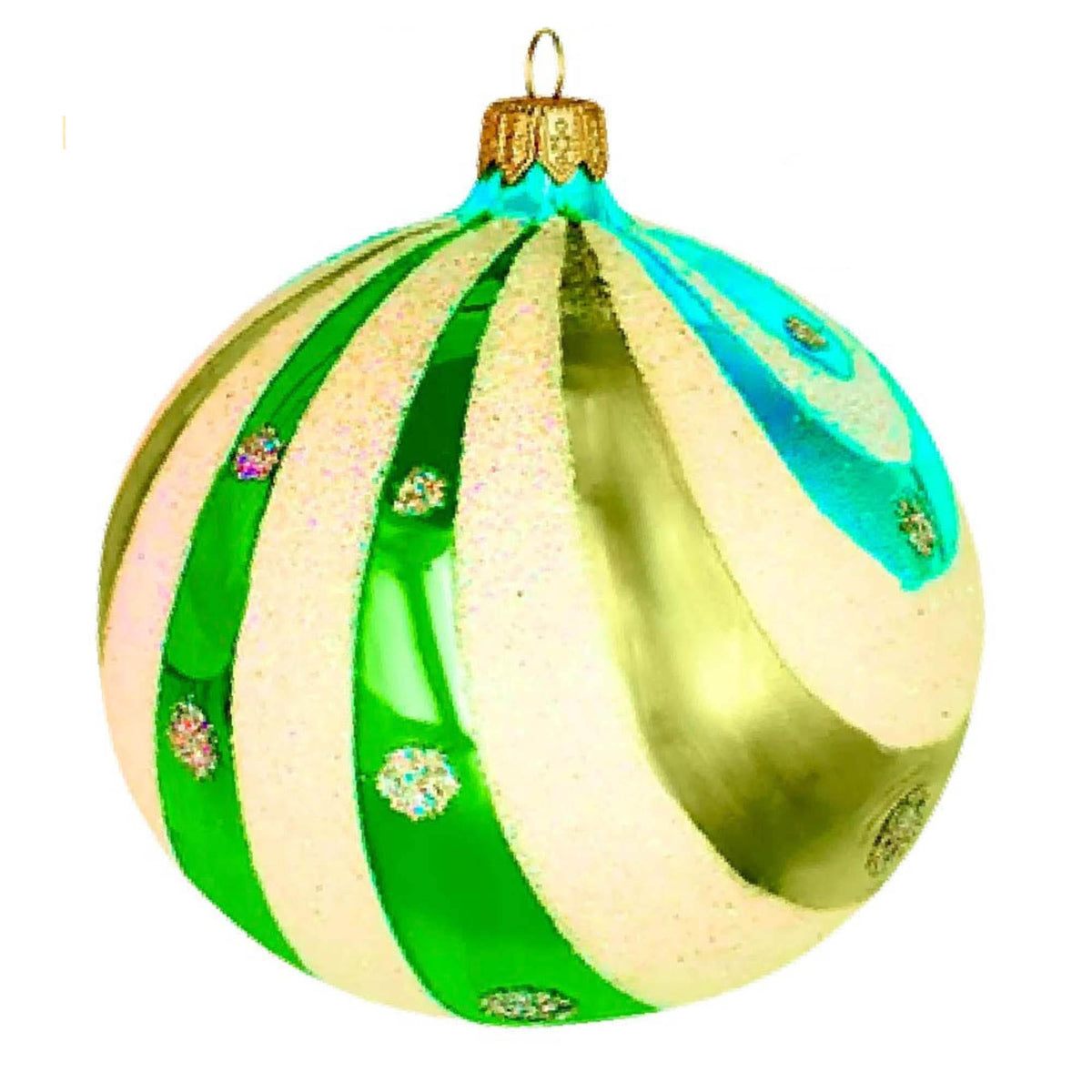 (63986) Pre-Order The Ornament King Swirly Brite Green, 4.00 Inch, Retro Ball Ornament 45002 Green