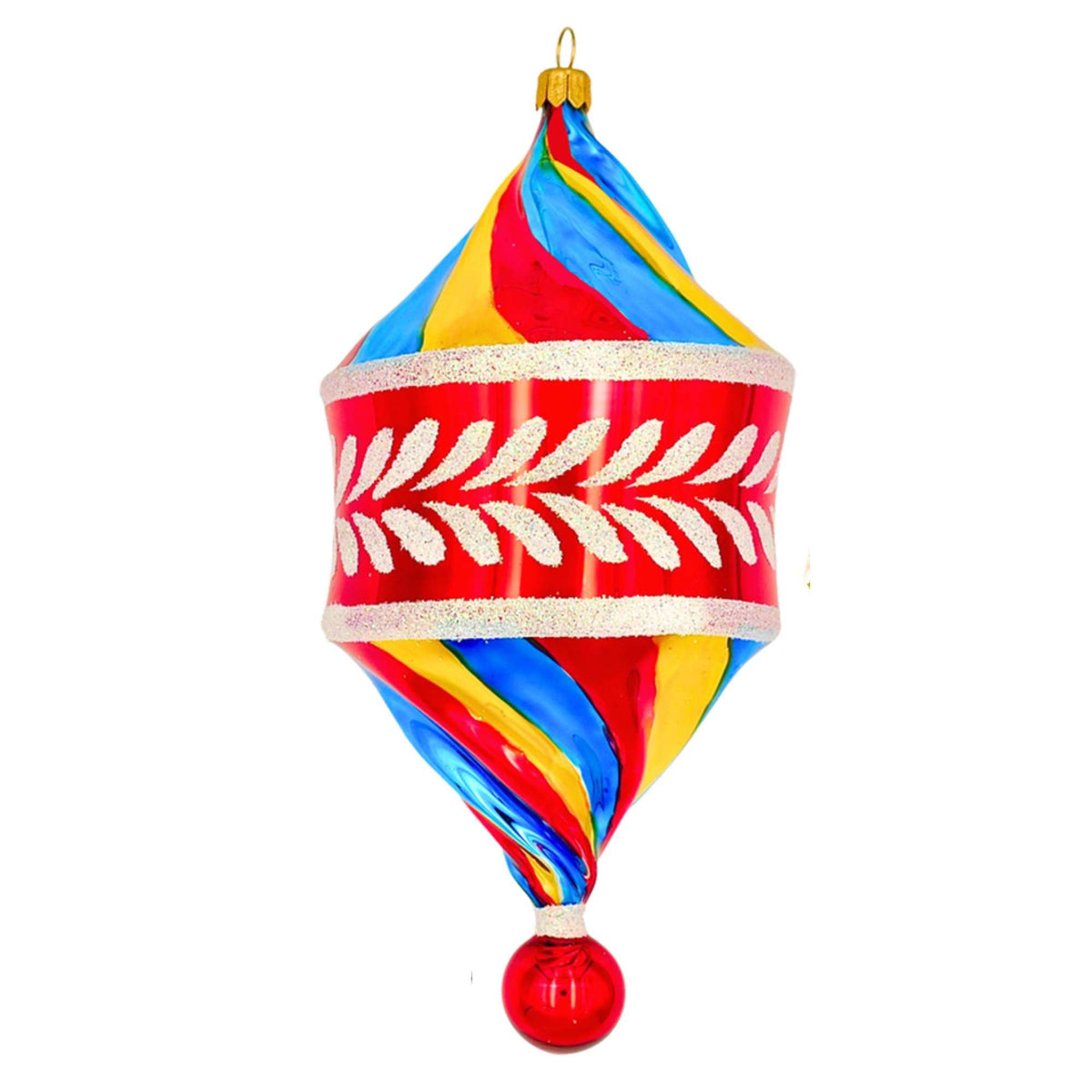 (63992) Pre-Order The Ornament King Circus Swirl Red, 7.00 Inch, Retro Drop Twist Ornament 46009 Red