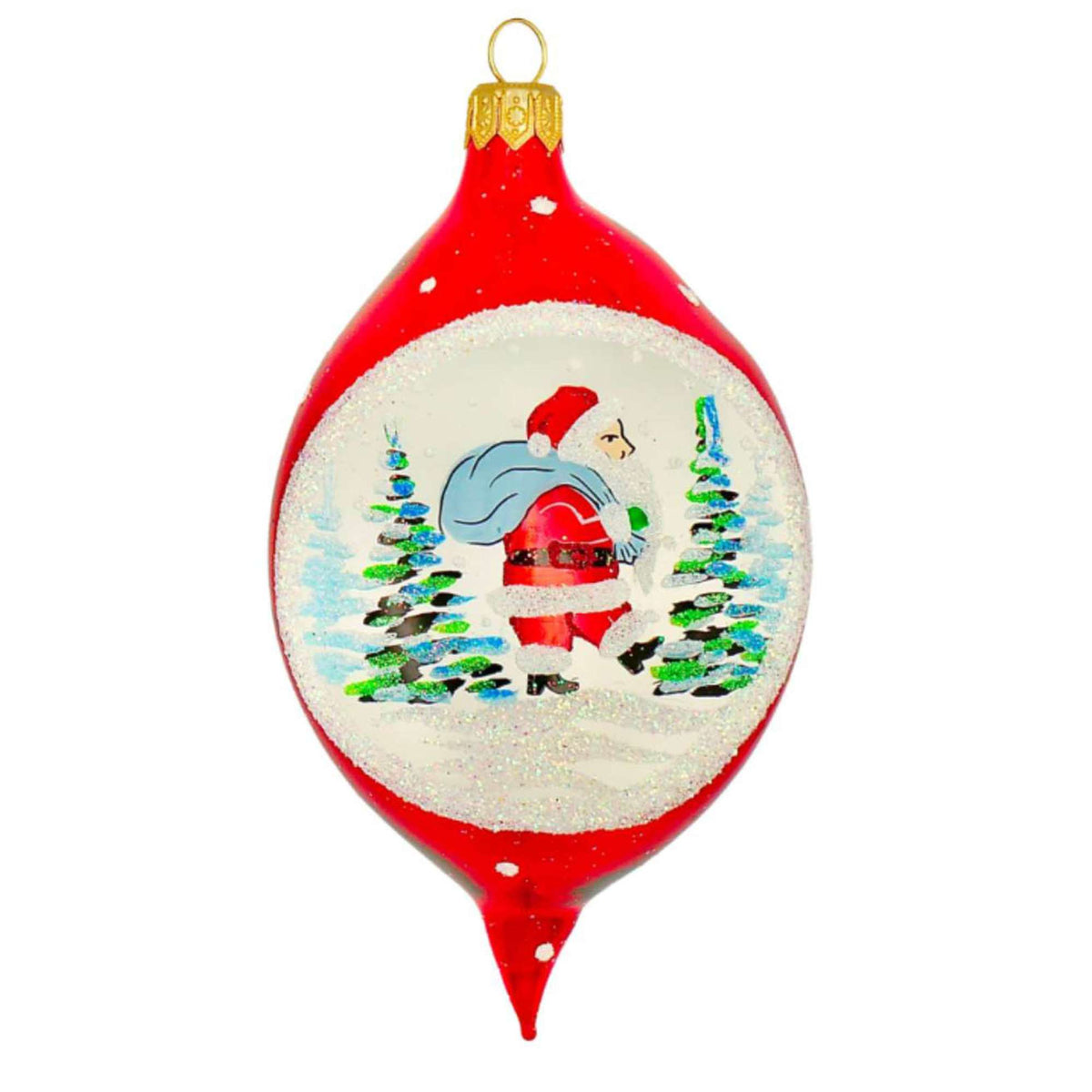 (64001) Pre-Order The Ornament King Homeward Ho Santa, 5.00 Inch, Transluscent See Through Drop Ornament 46001 Santa