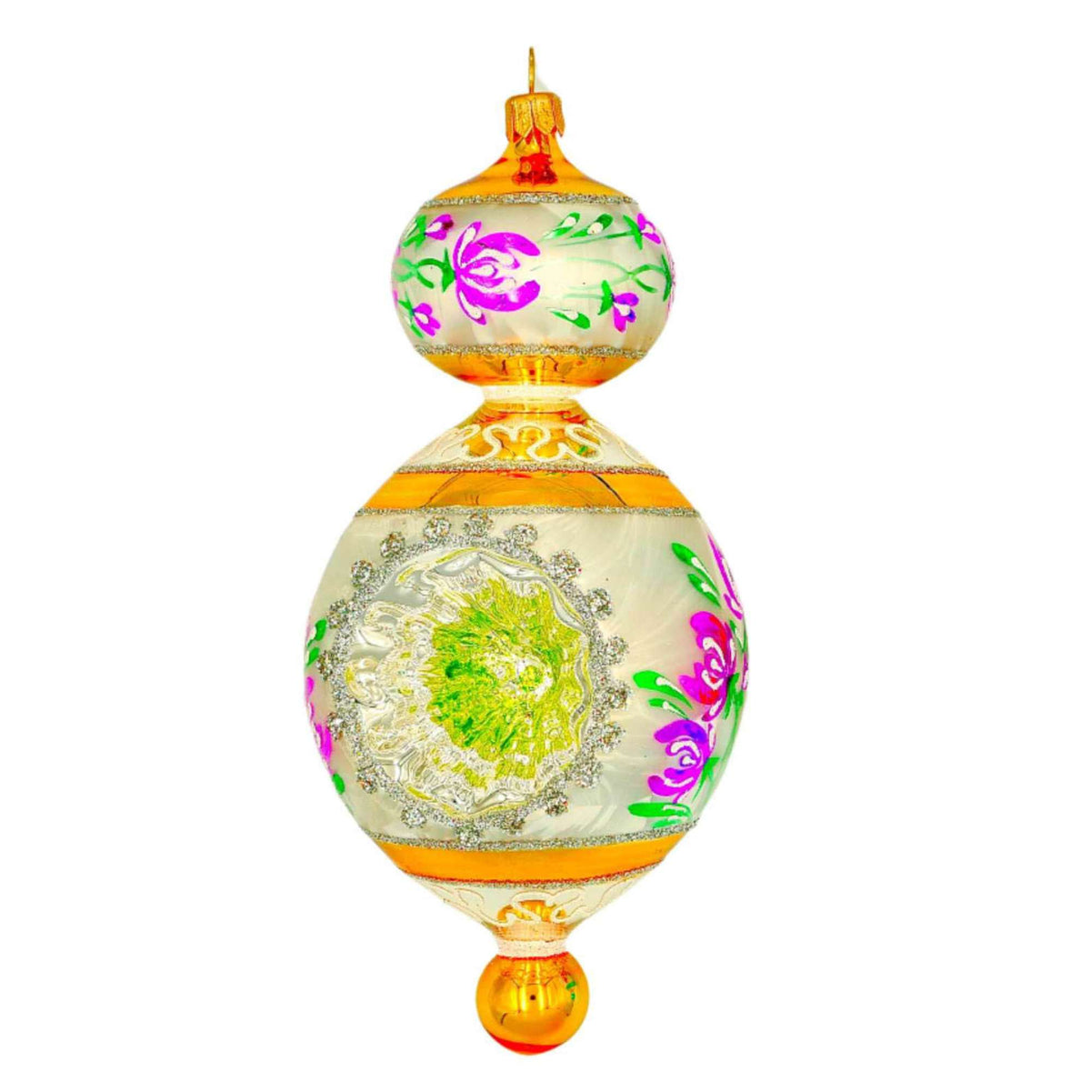 (64006) Pre-Order The Ornament King Chantilly Lace Gold, 7.50 Inch, Drop Reflector Multi Ball Ornament 46008 Gold