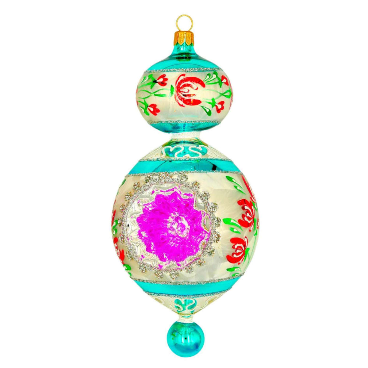 (64007) Pre-Order The Ornament King Chantilly Lace Blue, 7.50 Inch, Drop Reflector Multi Ball Ornament 46008 Blue