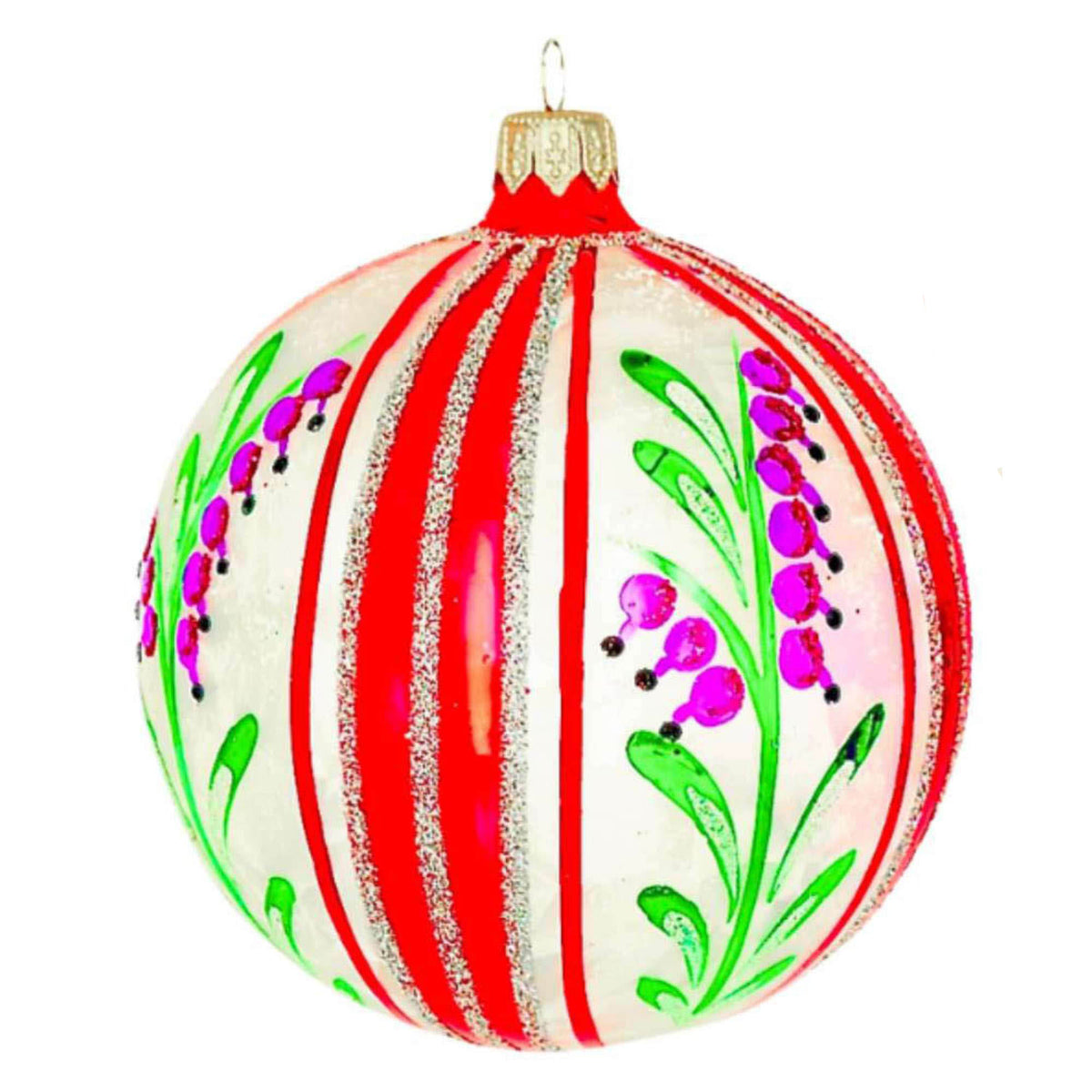 (64008) Pre-Order The Ornament King Winter Garden Red, 5.00 Inch, Ball Flower Ornament 45007 Red