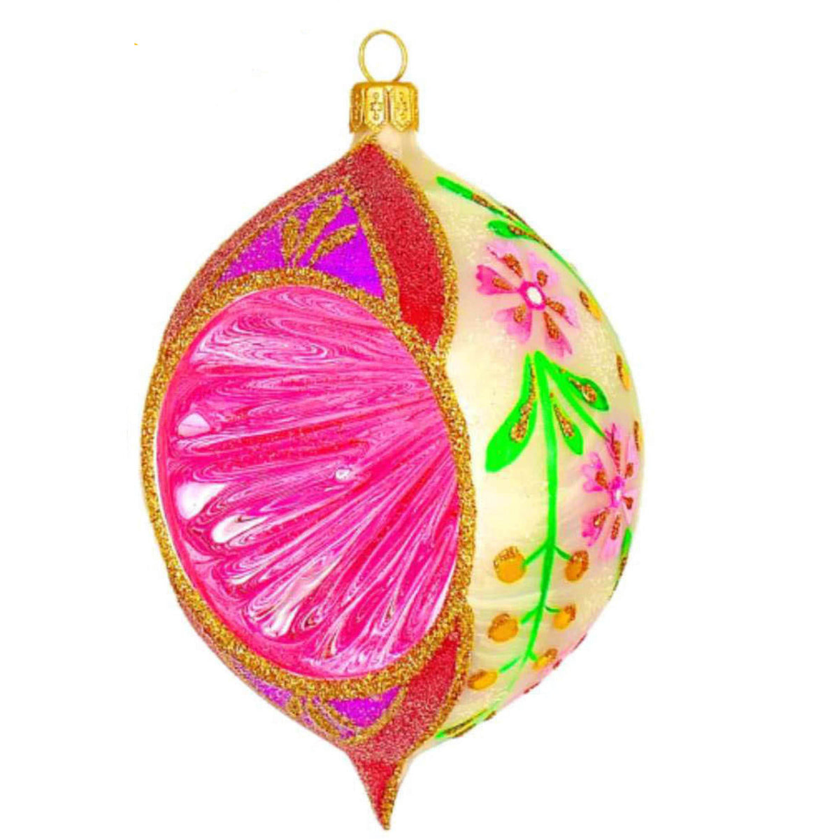 (64013) Pre-Order The Ornament King Color Splash Pink, 5.50 Inch, Lemon Large Reflector Drop Ornament 46010 Pink