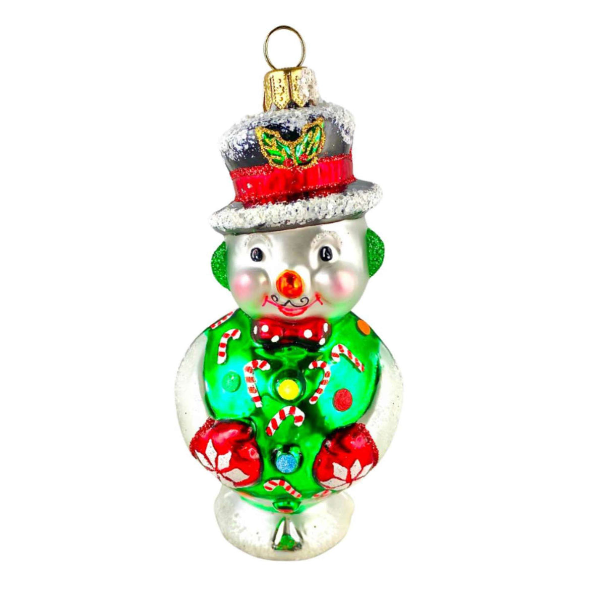 (64039) Pre-Order The Ornament King Mr Whipple Green, 4.00 Inch, Vintage Style Snowman Ornament 47001 Green