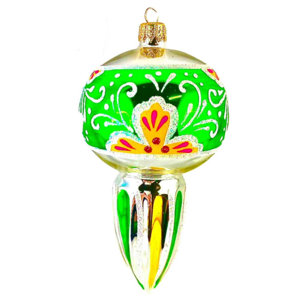 (64049) Pre-Order The Ornament King Penelope Green, 7.00 Inch, Retro Cone Fluted Ornament 47007 Green