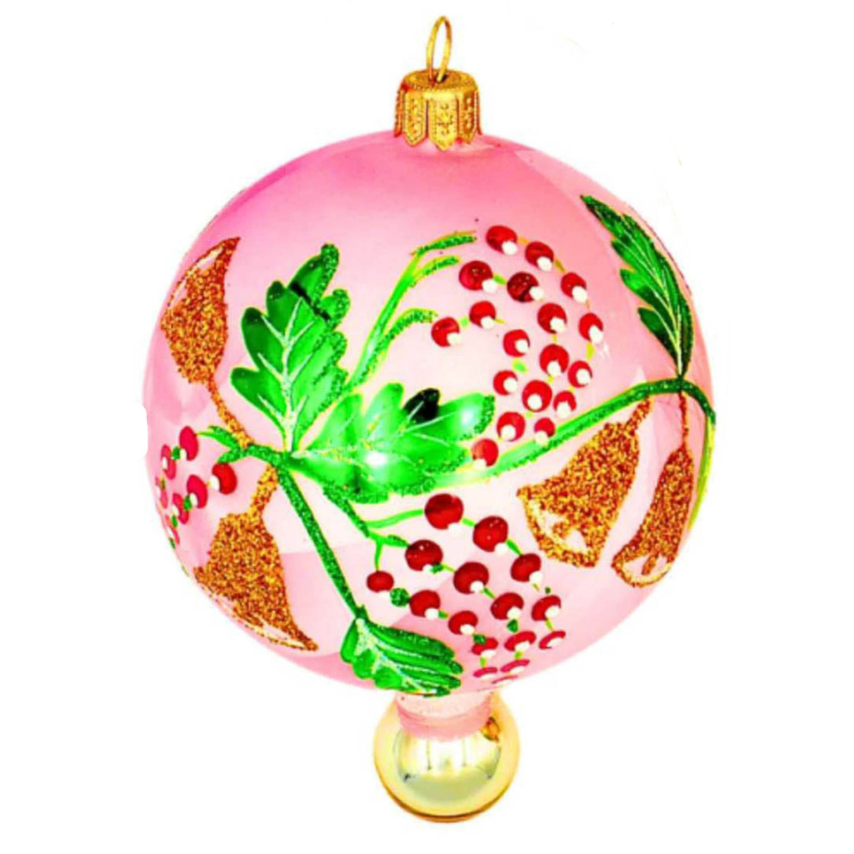 (64052) Pre-Order The Ornament King Berry Bells Pink, 4.50 Inch, Ball Drop Christmas Ornament 45004 Pink