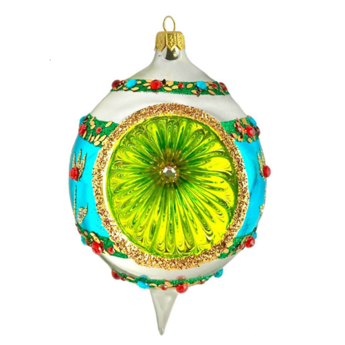 (64054) Pre-Order The Ornament King Winter Glow Blue, 6.00 Inch, Lemon Drop Large Reflector Ornament 48029 Blue