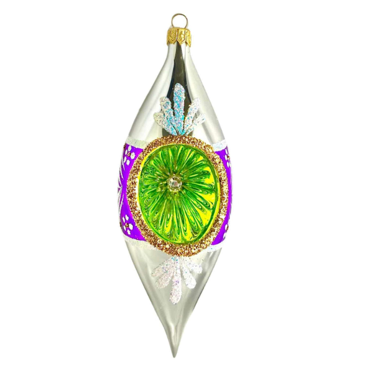 (64057) Pre-Order The Ornament King Crystal Drops Purple, 8.00 Inch, Lemon Drop Reflector Ornament 48030 Purple