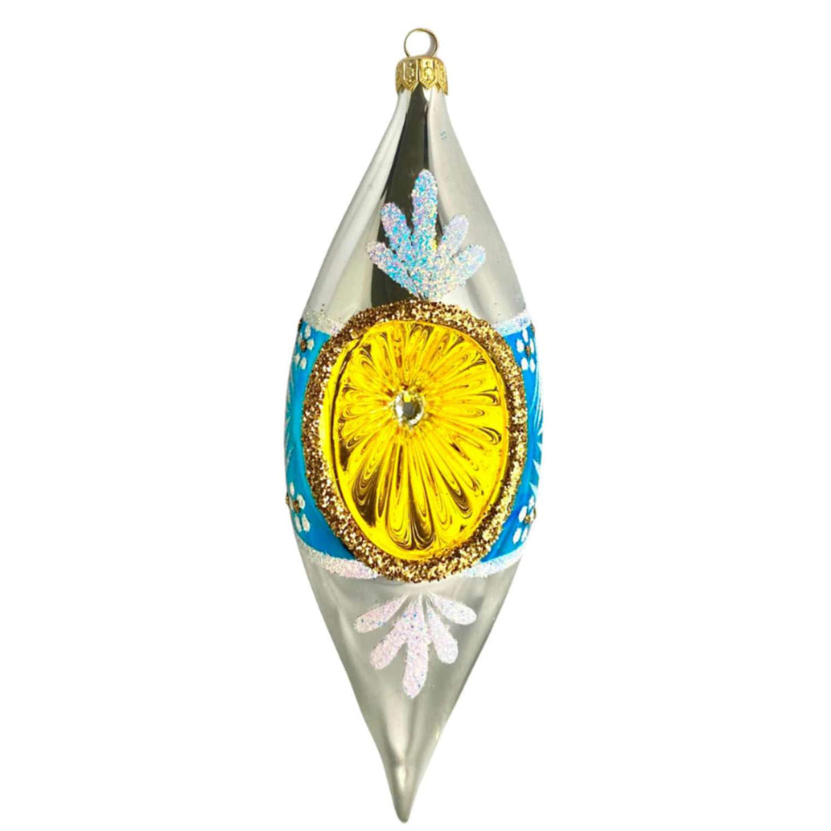 (64059) Pre-Order The Ornament King Crystal Drops Blue, 8.00 Inch, Lemon Drop Reflector Ornament 48030 Blue