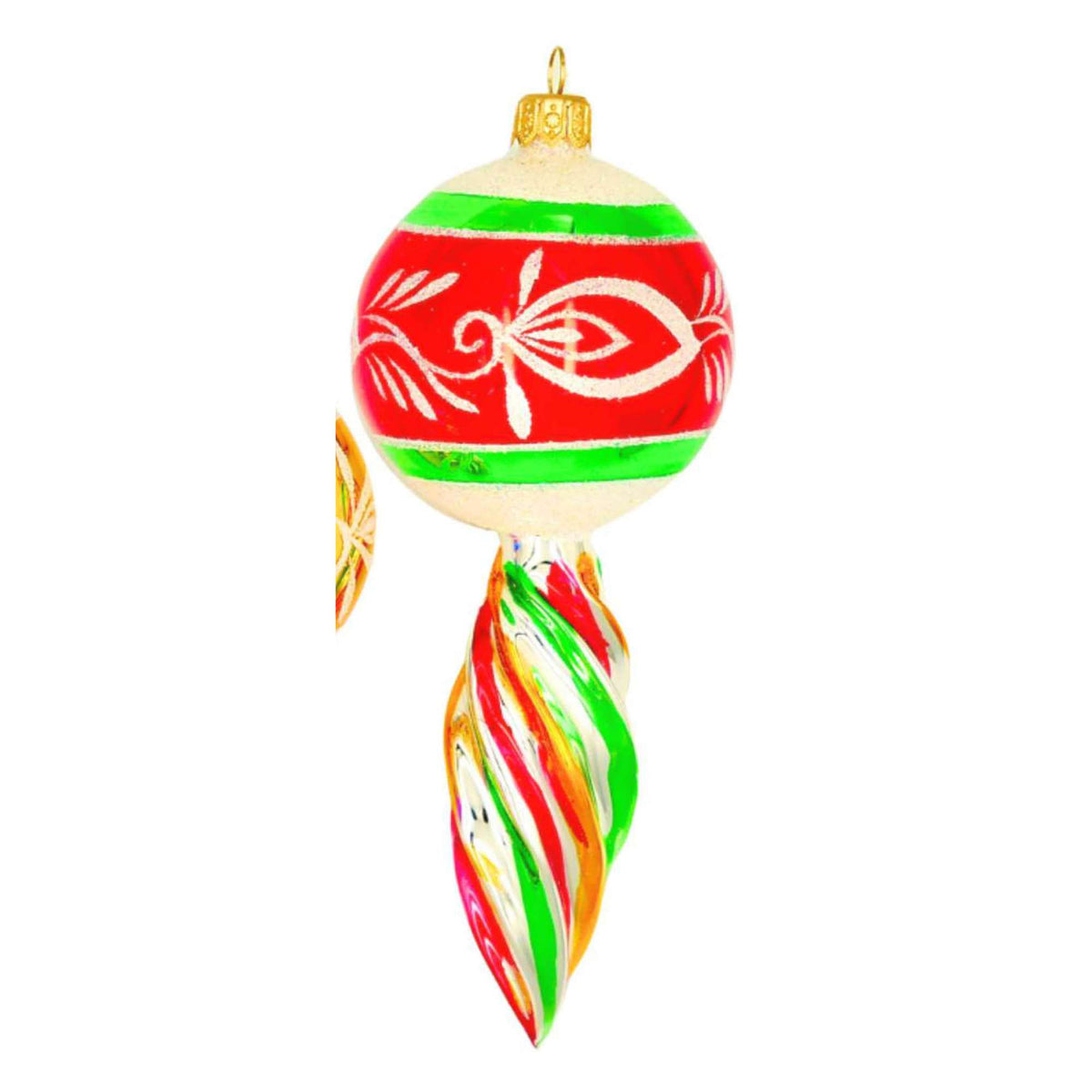 (64064) Pre-Order The Ornament King Spinner Glow Red, 6.00 Inch, Retro Ball Fluted Drop Ornament 46011 Red