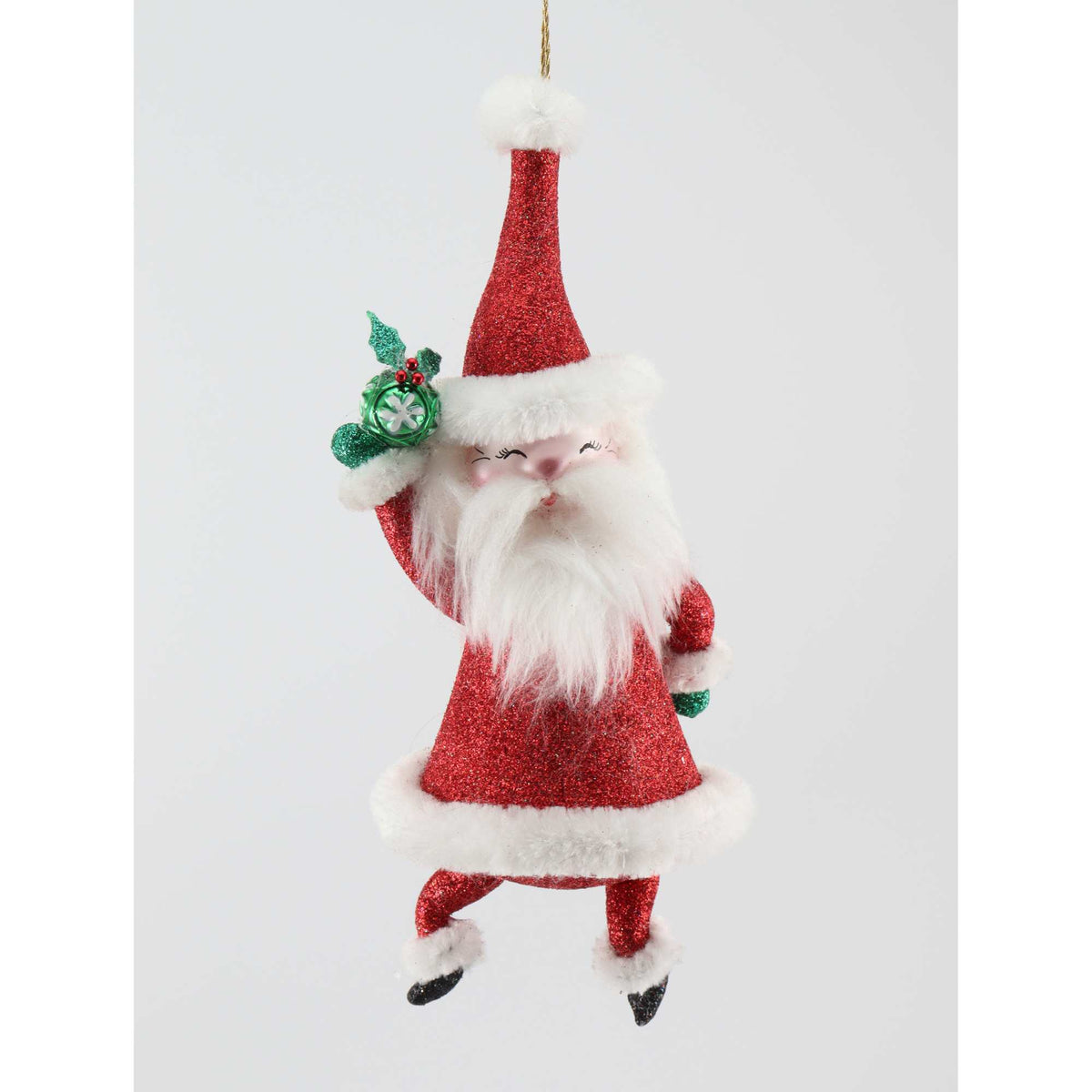 (64127) Pre-Order De Carlini Hollydance Sparkle Claus, 8.00 Inch, Freeblown Santa Mgd Mgd028