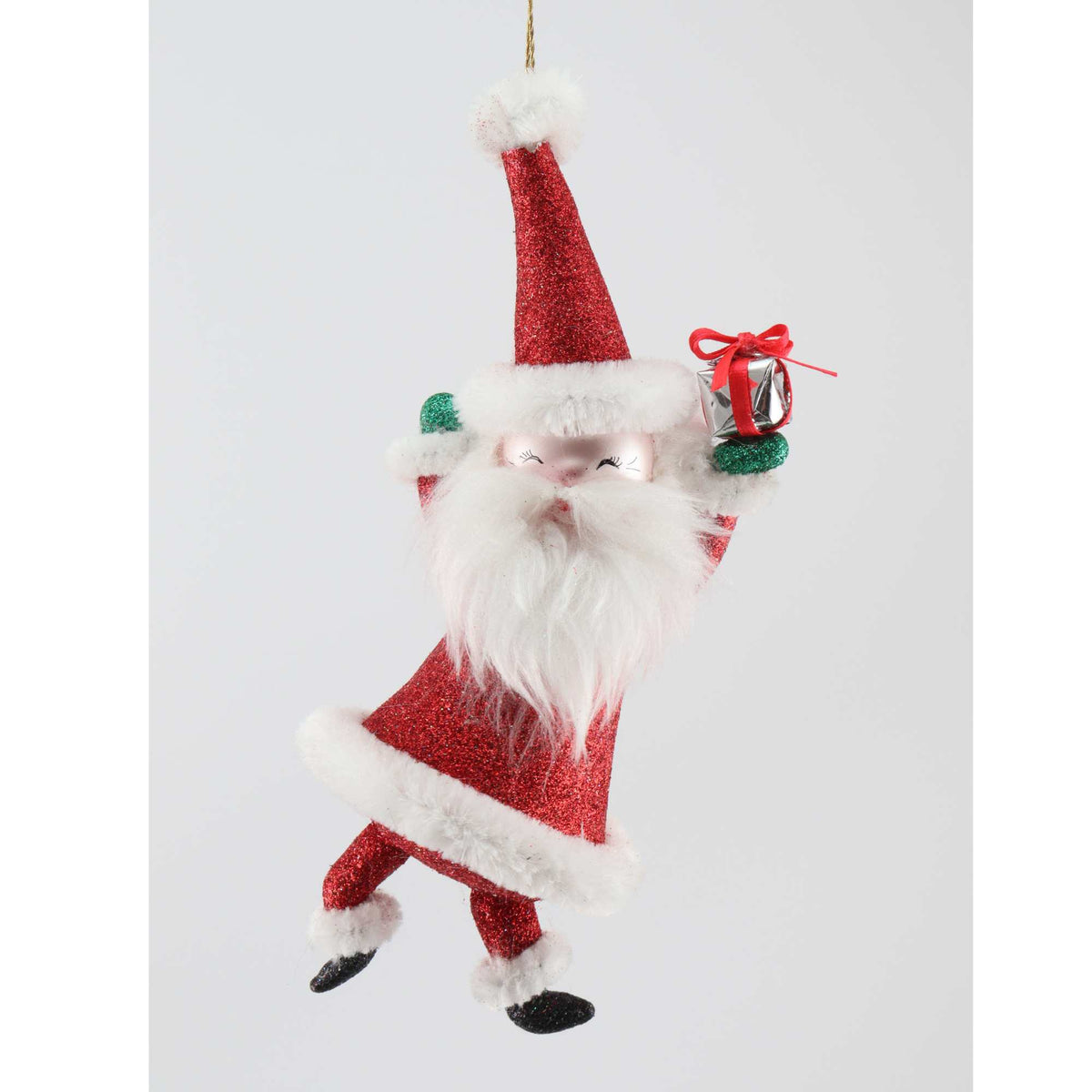 (64128) Pre-Order De Carlini Jolly Gift Jig, 7.75 Inch, Freeblown Santa Mgd Mgd029