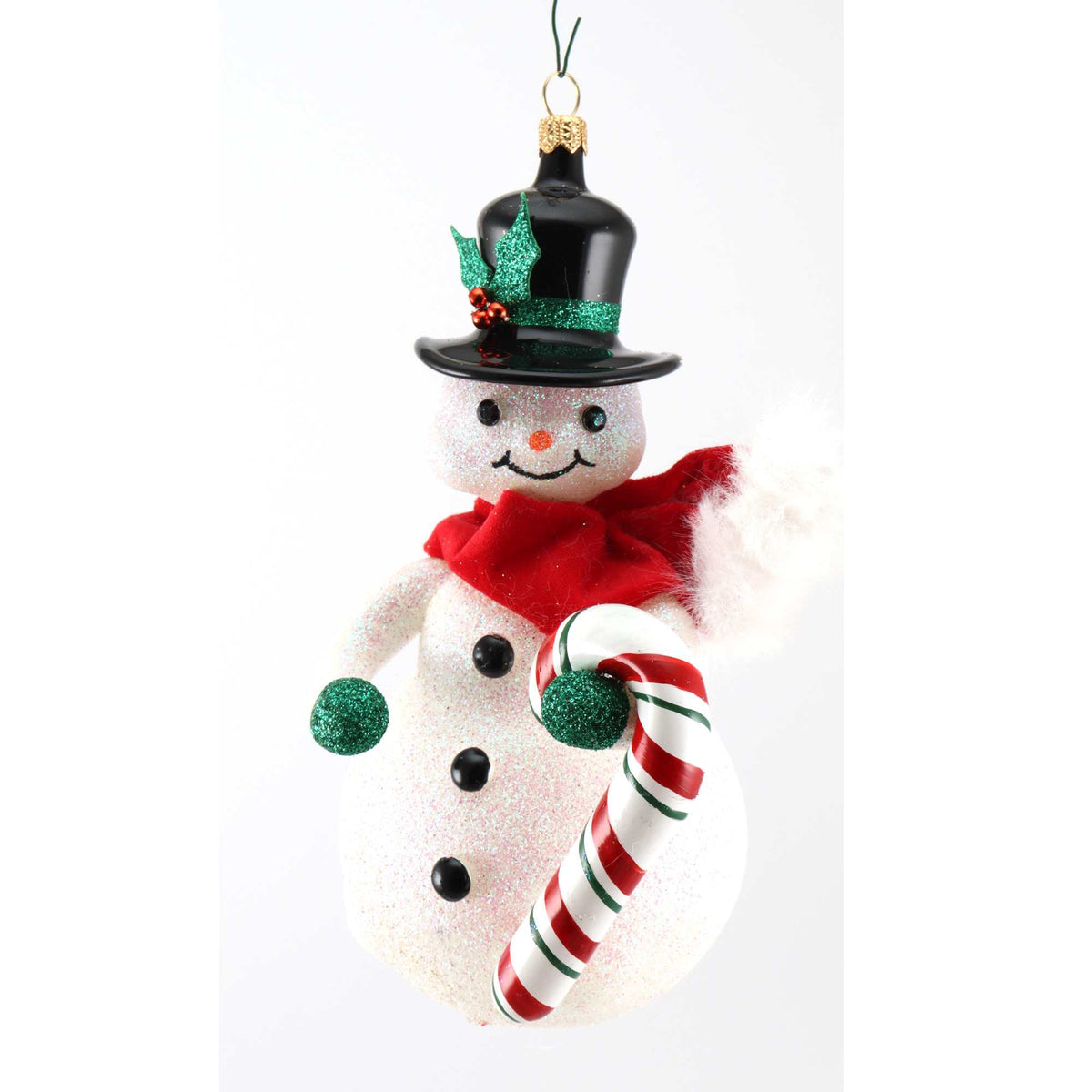 (64132) Pre-Order De Carlini Candy Cane Charlie, 6.75 Inch, Snowman Ornament Mgd Mgd033