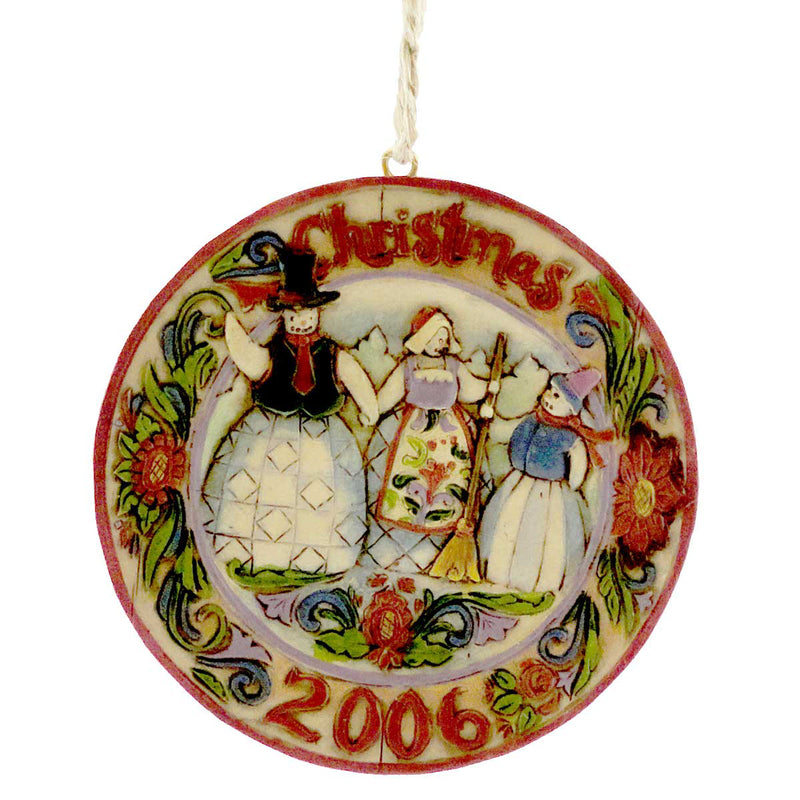 3.00 Inch Snowman 2006 Dated Plate Ornm Christmas 4006133 (6509)