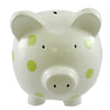 Bank White W/ Green Polka Dots Bank - - SBKGifts.com