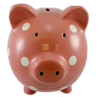 Bank Pink W/ White Polka Dots Bank - - SBKGifts.com