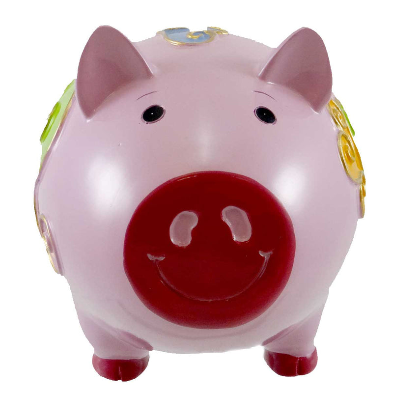 Bank Pink W/Hearts Piggy Bank - - SBKGifts.com