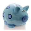 (7921) Bank Blue Piggy Bank  W/ Circles, 9.00 Inch, 97531