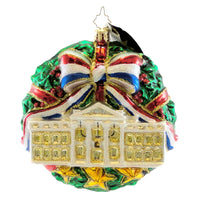 (8255) Christopher Radko Presidential Holiday, 4.50 Inch, Ornament Patriotic White House 1014822